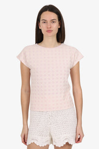 Christian Dior Pink Velvet Micro Cannage Short Sleeve Top Size 13 Kids