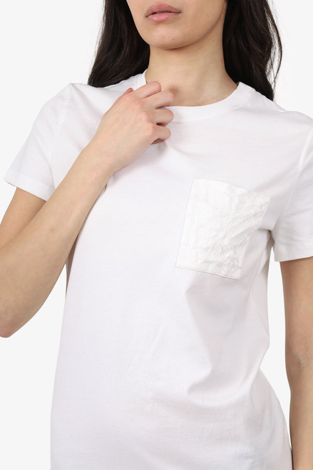 Hermes White Embroidery Pocket Print T-Shirt Dress Size 38