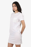 Hermes White Embroidery Pocket Print T-Shirt Dress Size 38