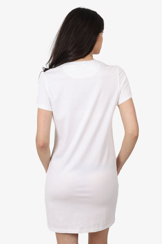Hermes White Embroidery Pocket Print T-Shirt Dress Size 38