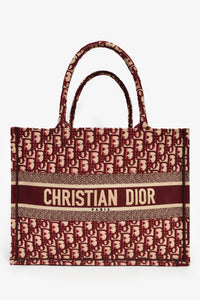 Christian Dior 2019 Burgundy Oblique Jacquard Medium Book Tote