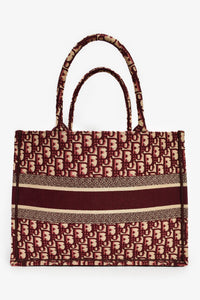 Christian Dior 2019 Burgundy Oblique Jacquard Medium Book Tote