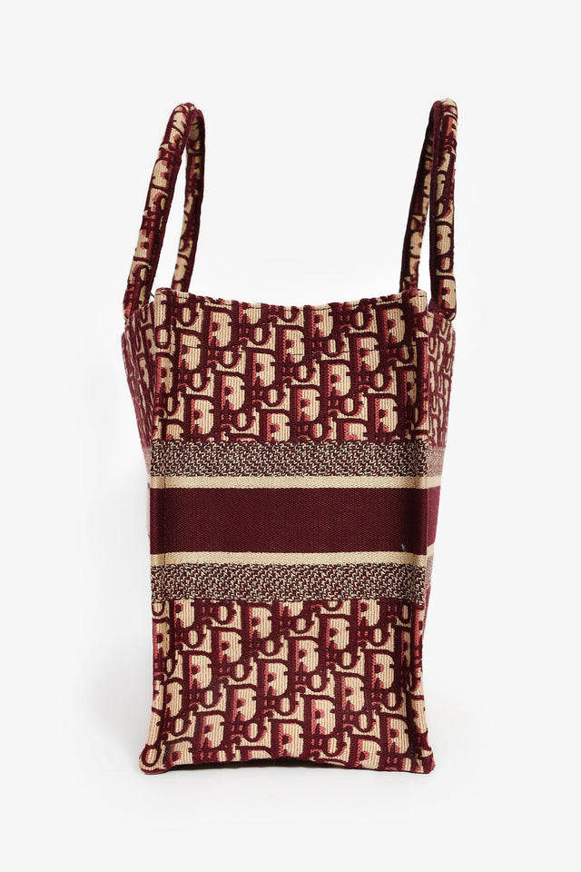 Christian Dior 2019 Burgundy Oblique Jacquard Medium Book Tote