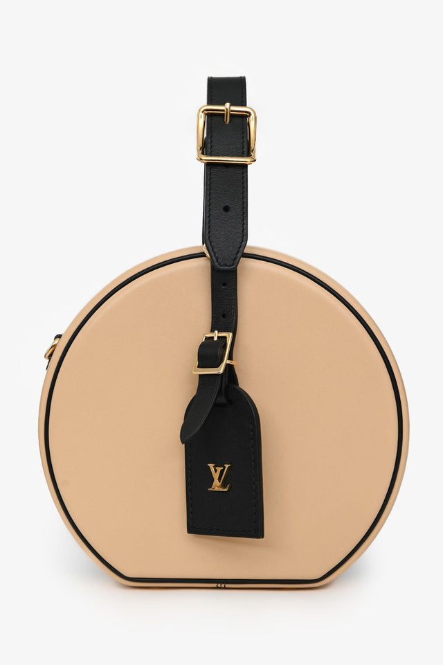 Louis Vuitton 2018 Black/Beige Leather Boite Chapeau Top Handle with Strap