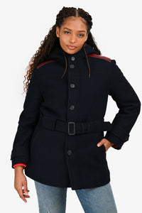Prada Runway 2017 Navy Wool/Faux Fur Jacket Size 46