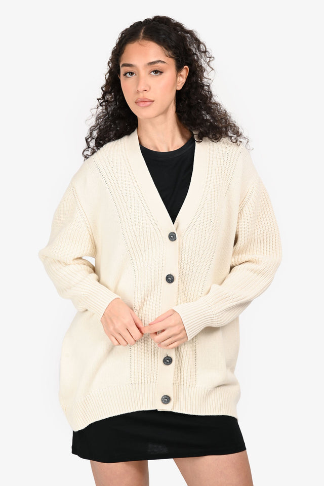 Hermes Cream Cashmere Logo Oversized igan Size 36