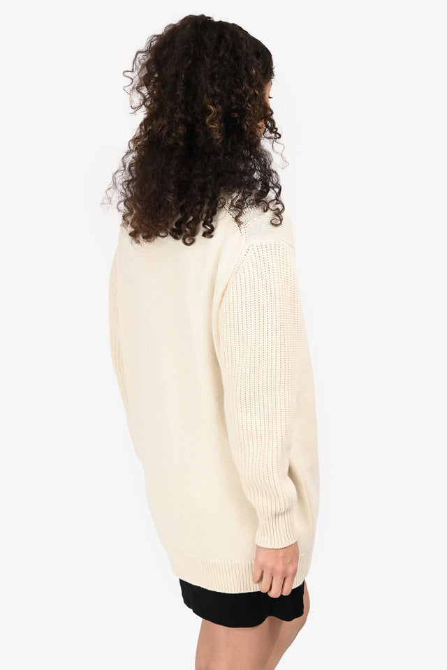 Hermes Cream Cashmere Logo Oversized igan Size 36