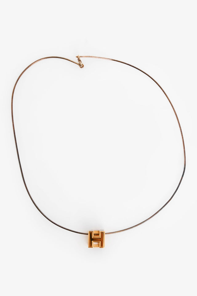 Hermes Blue/Gold Cage d'H Pendant Necklace