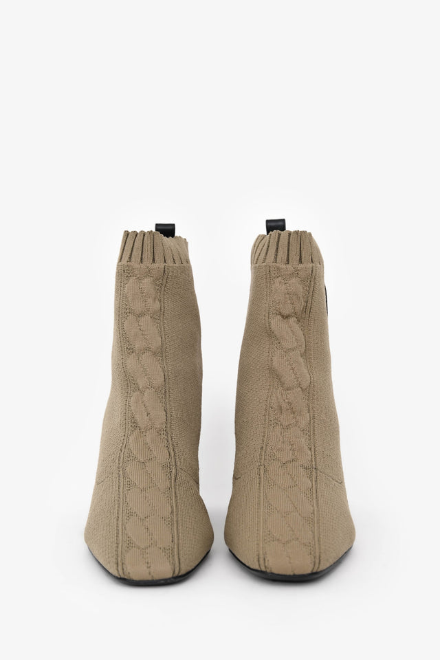 Hermes Taupe Knit Volver 60 Ankle Booties Size 37