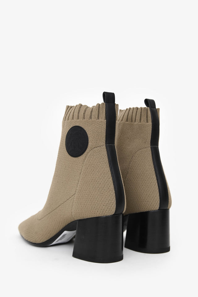 Hermes Taupe Knit Volver 60 Ankle Booties Size 37