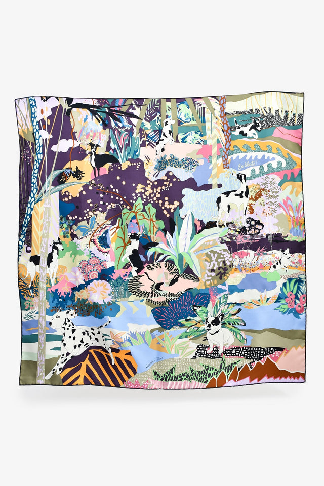 Hermes Purple Silk 'En Liberte' Scarf 90