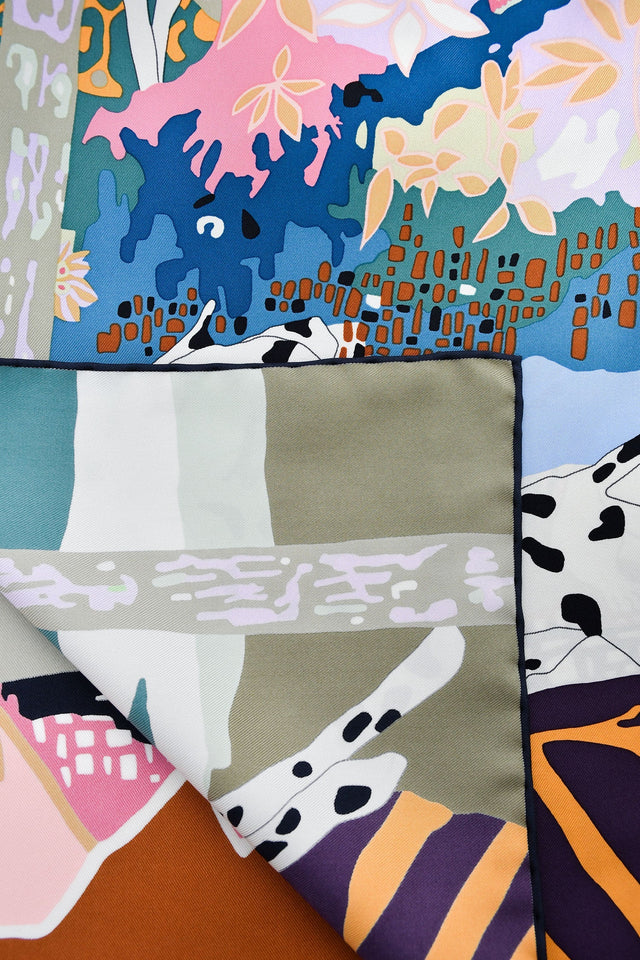 Hermes Purple Silk 'En Liberte' Scarf 90