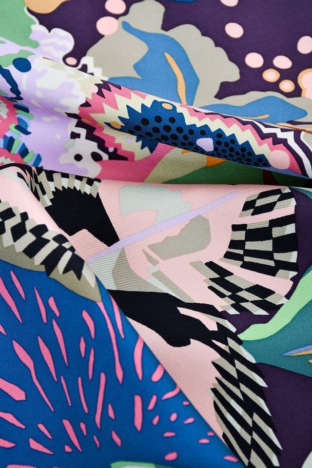Hermes Purple Silk 'En Liberte' Scarf 90
