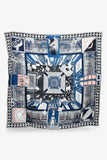 Hermes Navy/Blush Silk 'Objets de Curiosite' Scarf 90