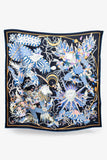 Hermes Black/Cobalt Silk 'Le Sacre des Saisons' Scarf 90
