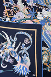 Hermes Black/Cobalt Silk 'Le Sacre des Saisons' Scarf 90