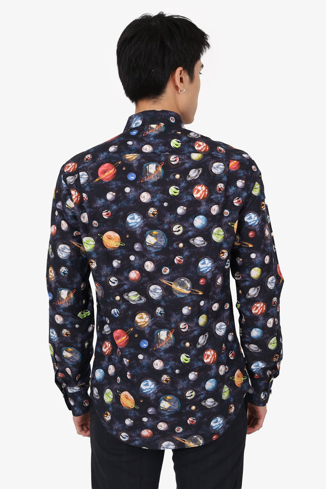 Louis Vuitton Navy Blue Planet Print Button Up Shirt Size M Mens