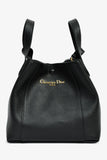 Christian Dior Black Grained Calfskin Bucket Bag With Strap