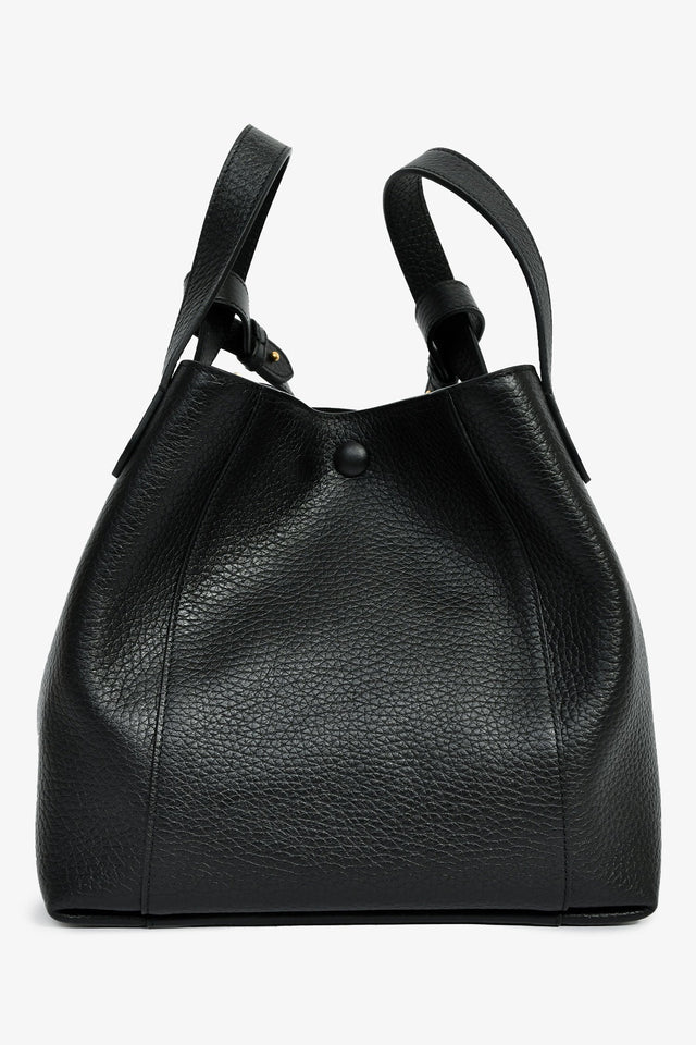 Christian Dior Black Grained Calfskin Bucket Bag With Strap