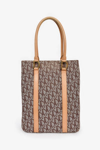 Christian Dior Vintage Brown Canvas Oblique Trotter Tote Bag