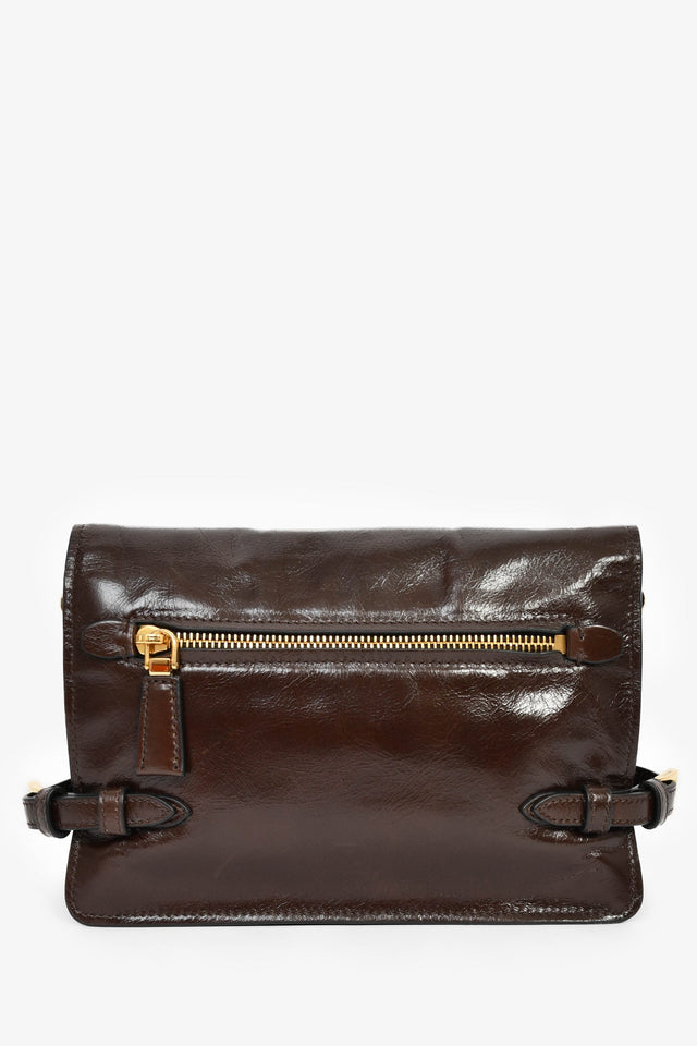 Prada Brown Leather Buckle Detail Shoulder Bag