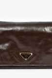 Prada Brown Leather Buckle Detail Shoulder Bag