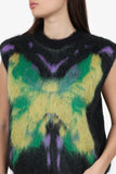 Louis Vuitton Black/Green Mohair Butterfly Vest Size S