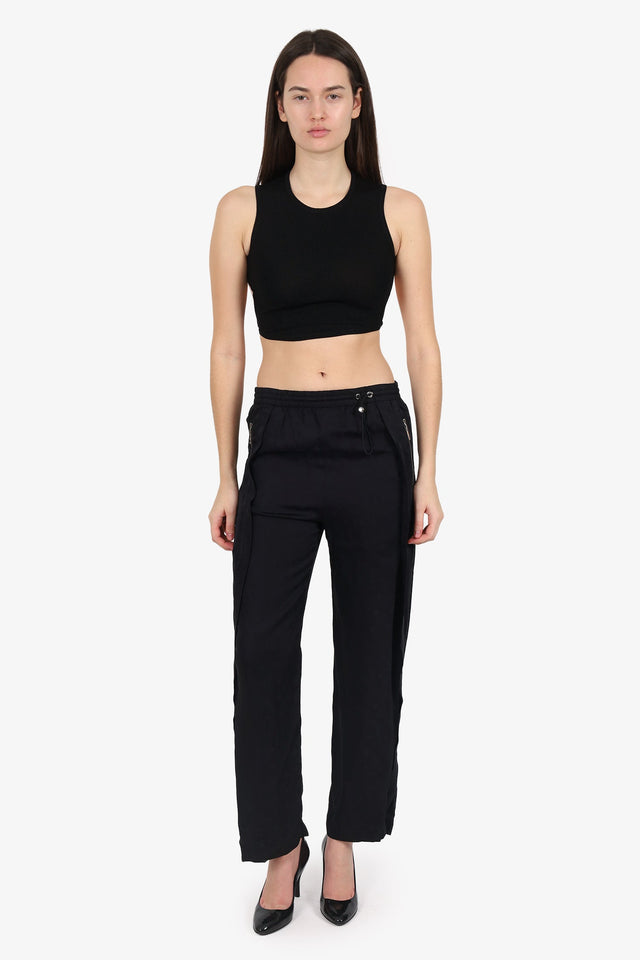 Louis Vuitton Black Monogram Front Slit Pants Size 38