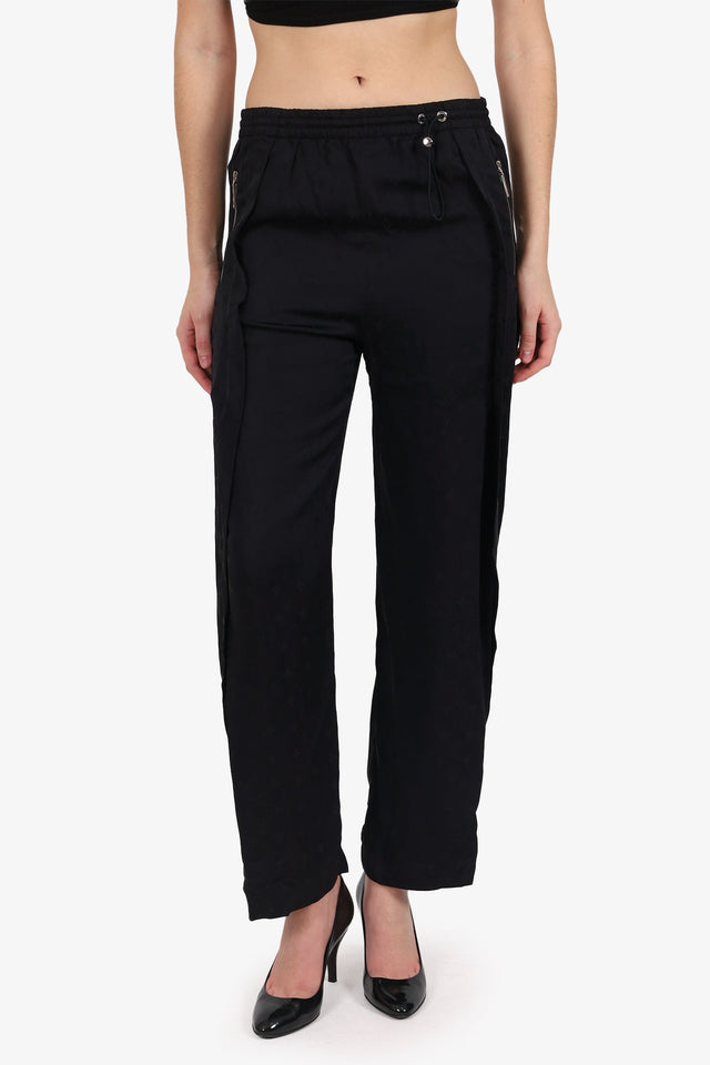 Louis Vuitton Black Monogram Front Slit Pants Size 38