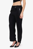 Louis Vuitton Black Monogram Front Slit Pants Size 38
