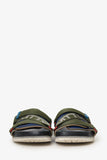 Louis Vuitton Green/Black Leather/Canvas Slides Size 5
