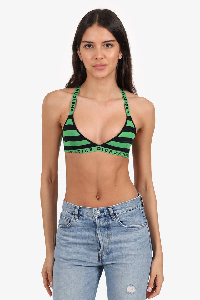 Christian Dior Green/Black Knit Bralette Size XS