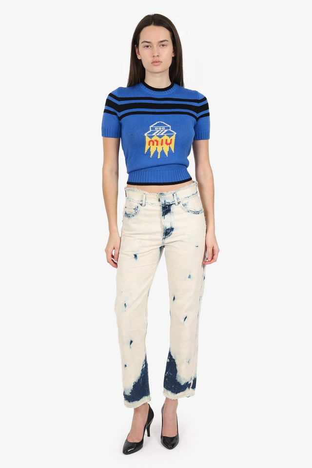 Christian Dior Tie Dye Frayed Edge Jeans Size 34