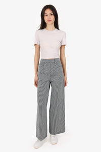 Christian Dior White/Navy Striped Wide Leg Pants Size 34