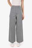Christian Dior White/Navy Striped Wide Leg Pants Size 34