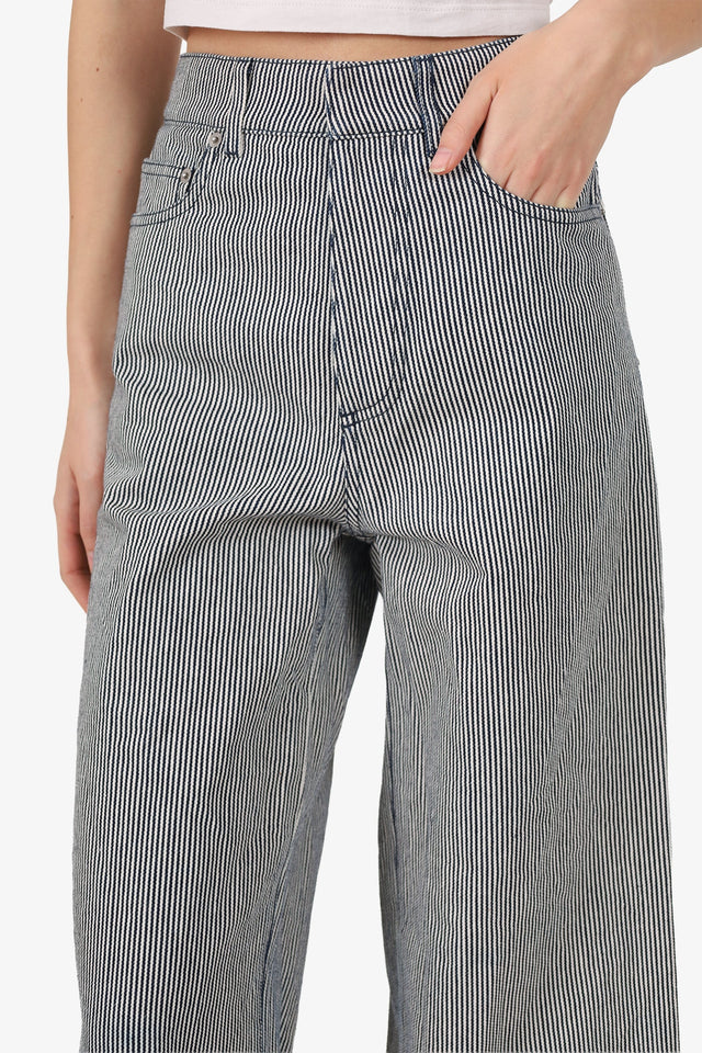 Christian Dior White/Navy Striped Wide Leg Pants Size 34