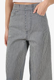 Christian Dior White/Navy Striped Wide Leg Pants Size 34