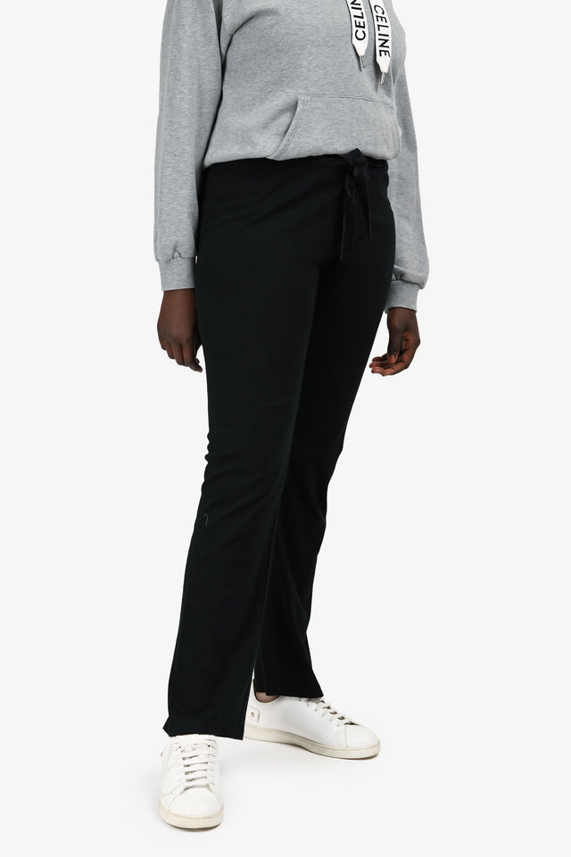 Christian Dior Black Cotton Blend Wide Leg Pants Size 10