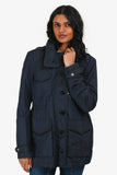 Burberry Brit Navy Drawstring Jacket With Detachable Hood Estimated Size M