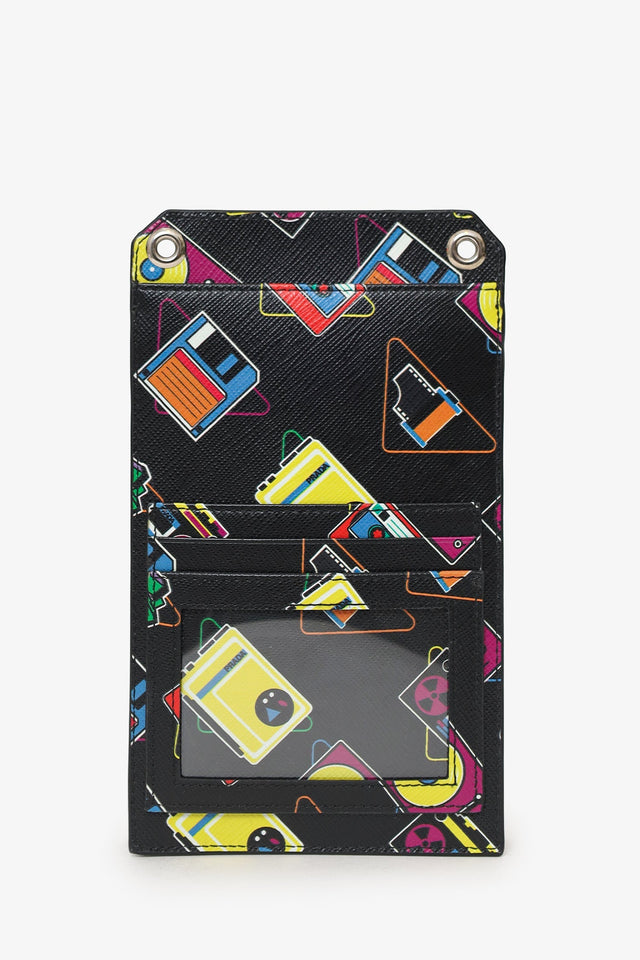 Prada Black Saffiano Robot Print Phone Case Bag