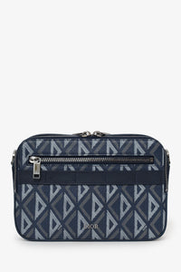 Christian Dior 2023 Navy Coated Canvas CD Diamond Safari Messenger