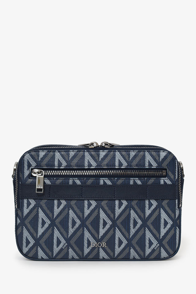 Christian Dior 2023 Navy Coated Canvas CD Diamond Safari Messenger