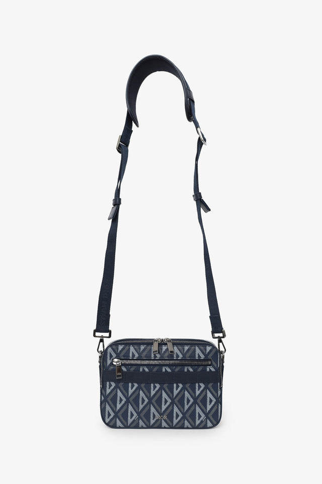 Christian Dior 2023 Navy Coated Canvas CD Diamond Safari Messenger