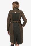 Burberry Khaki Green Tweed/Quilted Hourglass Coat Size 40