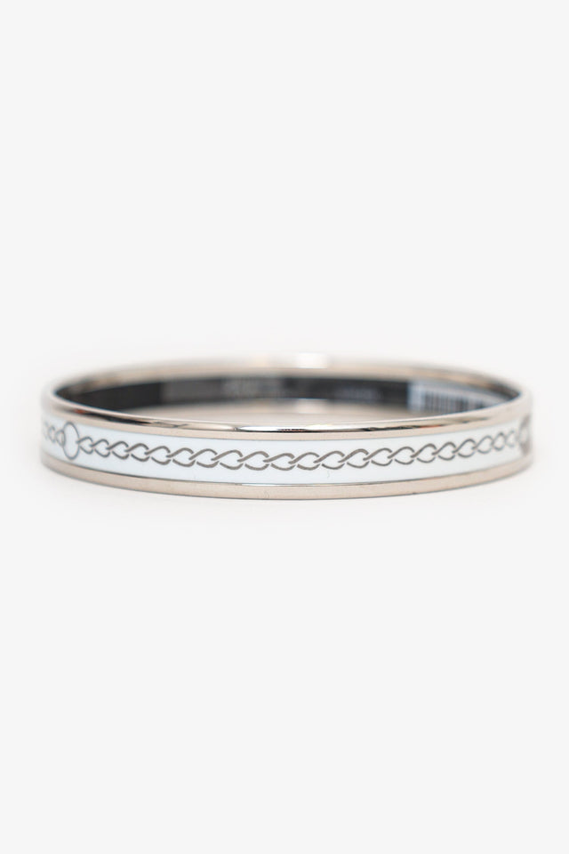 Hermes Silver Tone/White Bangle