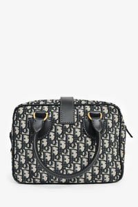 Christian Dior 2017 Navy Oblique Jacquard Bowling Bag with Strap