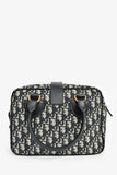 Christian Dior 2017 Navy Oblique Jacquard Bowling Bag with Strap
