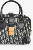 Christian Dior 2017 Navy Oblique Jacquard Bowling Bag with Strap