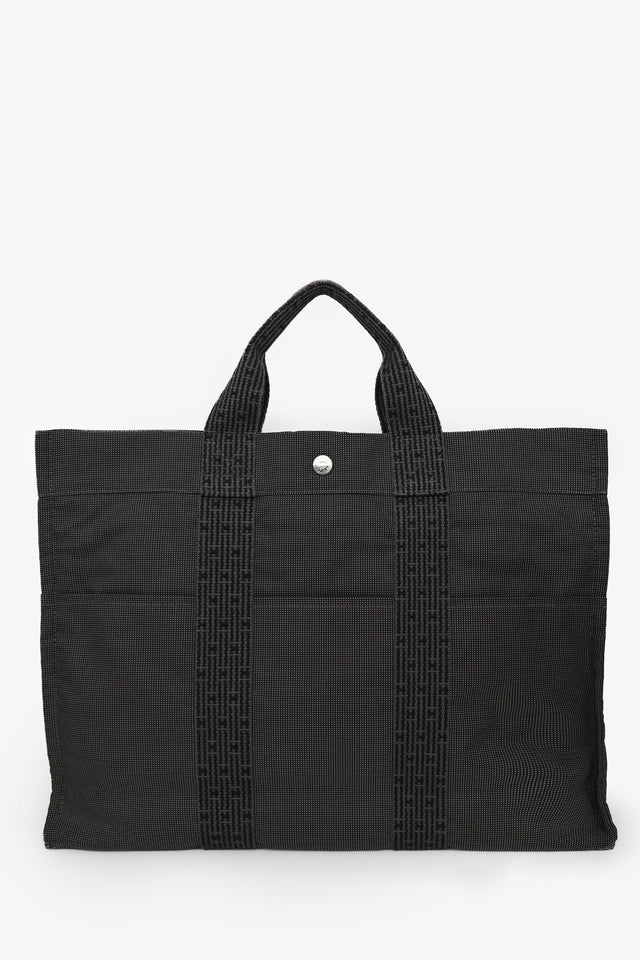 Hermes Vintage Brown Canvas Herline MM Tote Bag