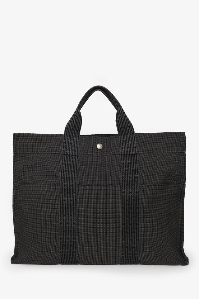 Hermes Vintage Brown Canvas Herline MM Tote Bag